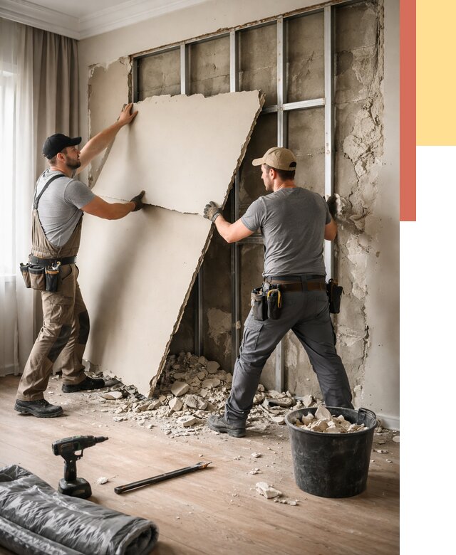 Демонтаж гипсокартона со стен в Железногорске от 358 руб. — услуги демонтажа | ОТДЕЛОЧНИК-Жлк