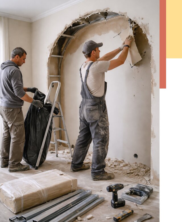 Демонтаж арки из гипсокартона в Железногорске от 3577 руб. — услуги под ключ | ОТДЕЛОЧНИК-Жлк