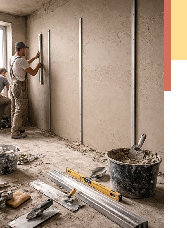 Штукатурка стен по маякам в Железногорске от 5622 руб./м² — выравнивание под ключ | ОТДЕЛОЧНИК-Жлк