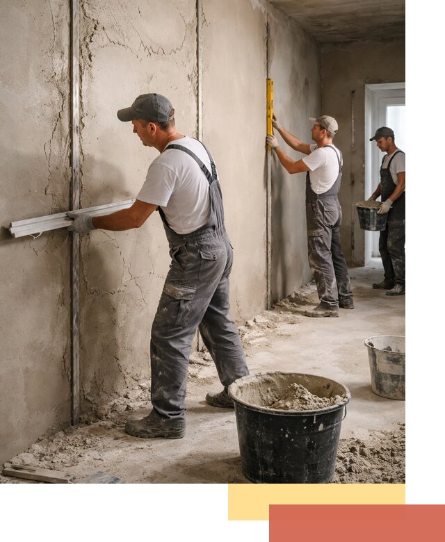 Штукатурка стен по маякам в Железногорске — точная и ровная поверхность