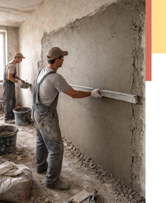 Цементная штукатурка стен в Железногорске от 4599 руб/м2 — быстро и недорого | ОТДЕЛОЧНИК-Жлк