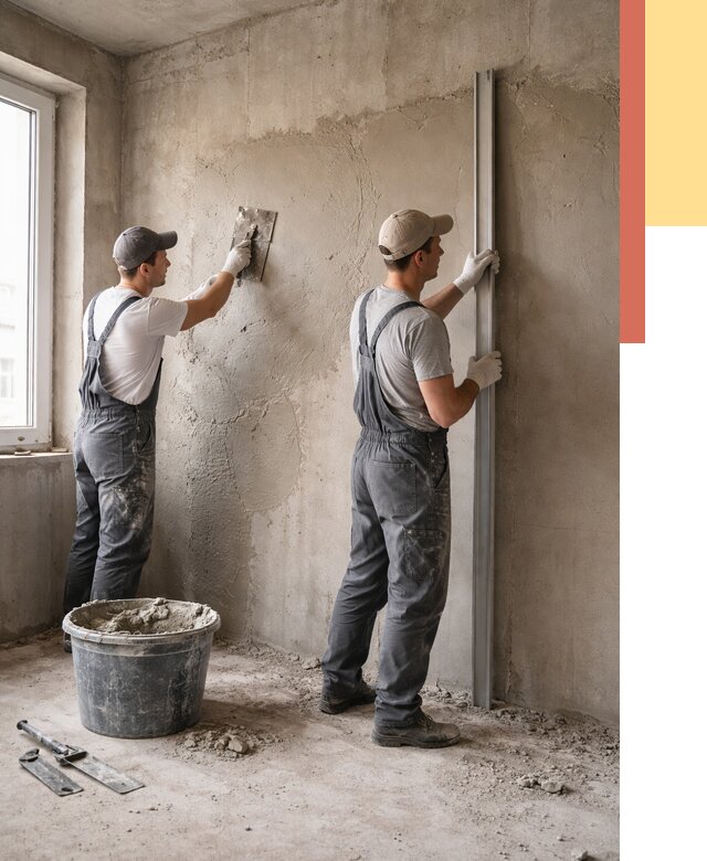 Штукатурка бетонных стен в Железногорске от 4599 руб/м² — качественно и быстро | ОТДЕЛОЧНИК-Жлк