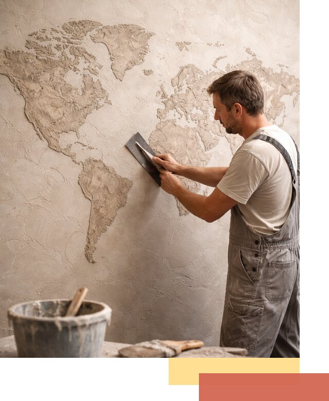 Декоративная штукатурка «Карта мира» под ключ в Железногорске