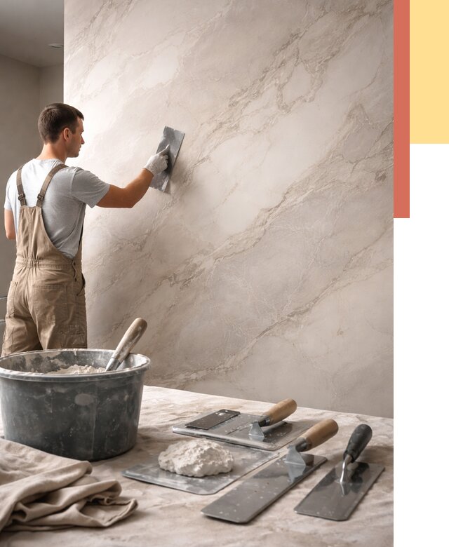 Декоративная штукатурка под мрамор в Железногорске от 2862 руб./м² — быстро и недорого | ОТДЕЛОЧНИК-Жлк