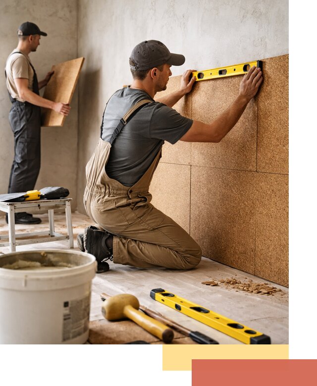 Монтаж пробковых панелей на стены в Железногорске быстро и качественно