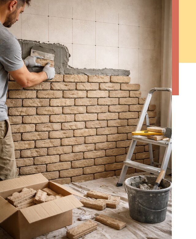 Монтаж декоративного кирпича в Железногорске от 3271 руб./м² — быстро и недорого | ОТДЕЛОЧНИК-Жлк