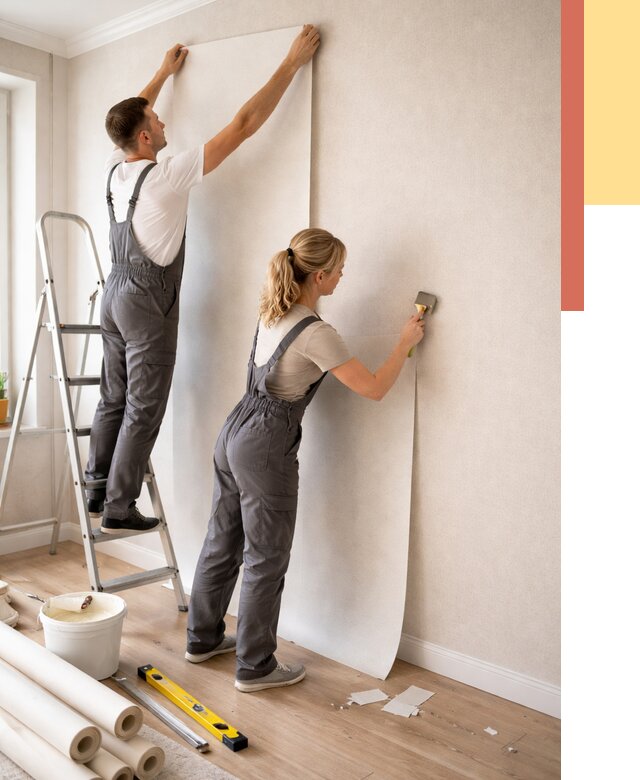 Поклейка флизелиновых обоев в Железногорске от 6133 руб. | Быстро и недорого — ОТДЕЛОЧНИК-Жлк