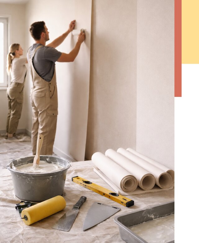 Поклейка бумажных обоев в Железногорске от 5622 руб./м2 — быстро и недорого | ОТДЕЛОЧНИК-Жлк