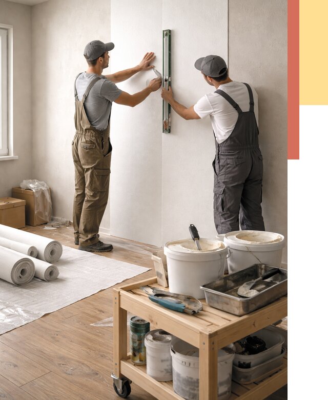 Поклейка стеклообоев в Железногорске от 6644 руб. за м2 — быстро и недорого | ОТДЕЛОЧНИК-Жлк