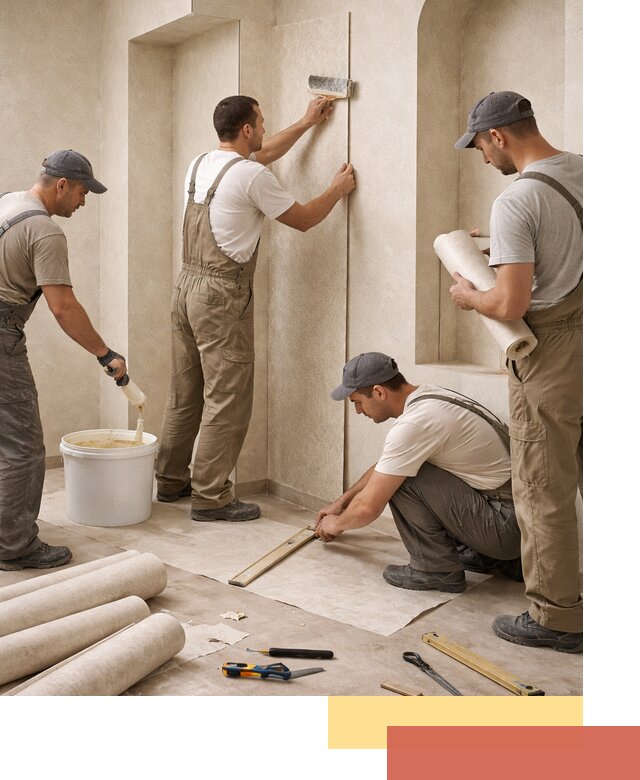 Поклейка обоев на сложные стены и неровные поверхности в Железногорске