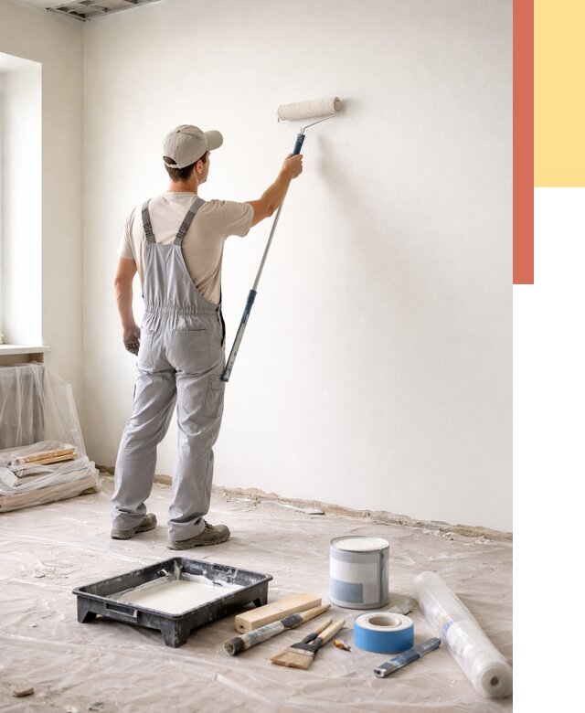 Покраска стен водоэмульсионной краской в Железногорске от 460 руб. за м² | ОТДЕЛОЧНИК-Жлк