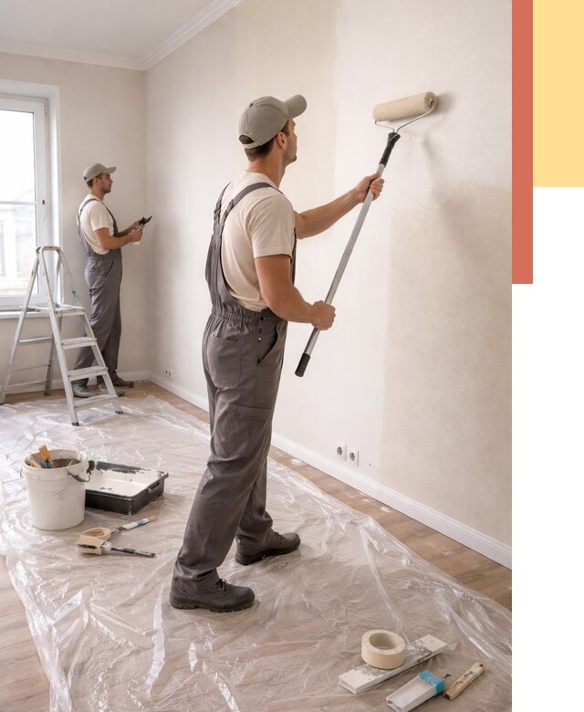 Покраска стен акриловой краской в Железногорске от 3577 руб./м² — быстро и недорого | ОТДЕЛОЧНИК-Жлк