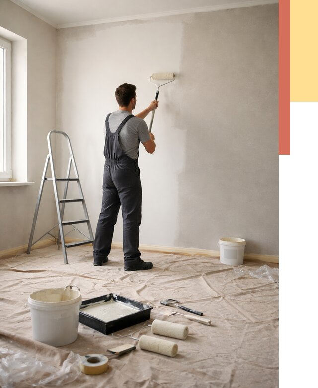 Покраска стен моющейся краской в Железногорске от 358 руб./м² — быстро и недорого | ОТДЕЛОЧНИК-Жлк