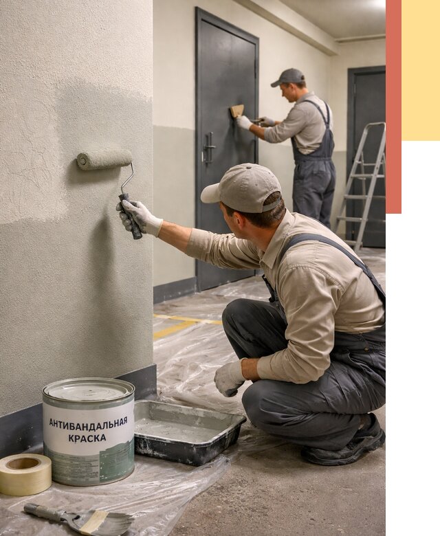 Покраска стен антивандальной краской в Железногорске от 4599 руб./м² под ключ | ОТДЕЛОЧНИК-Жлк