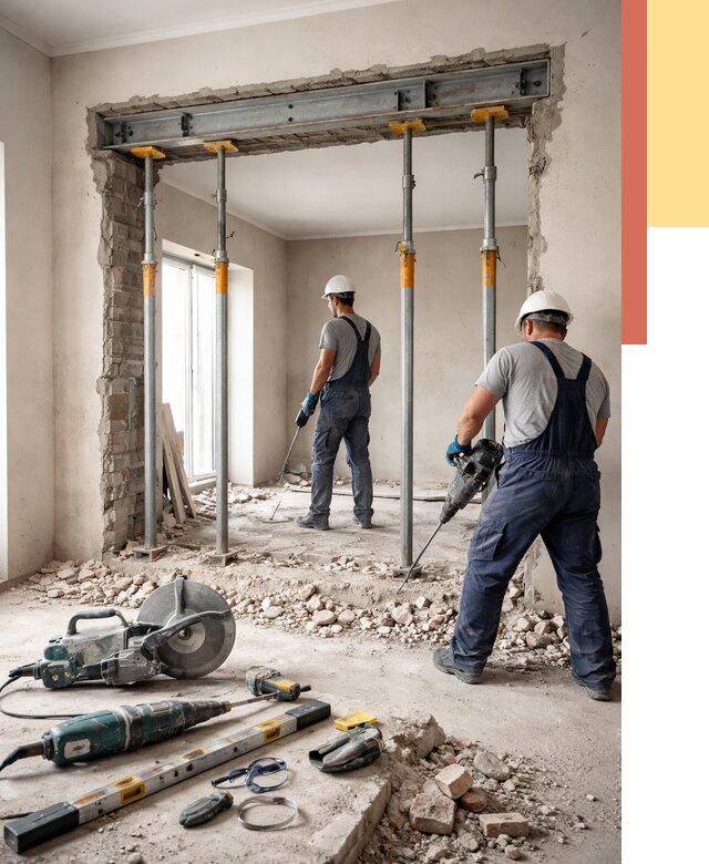 Прорезка проема в стене в Железногорске от 4599 руб. — быстро и недорого | ОТДЕЛОЧНИК-Жлк