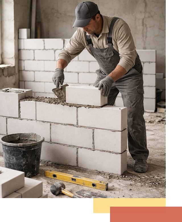 Кладка перегородок из силикатного блока в Железногорске