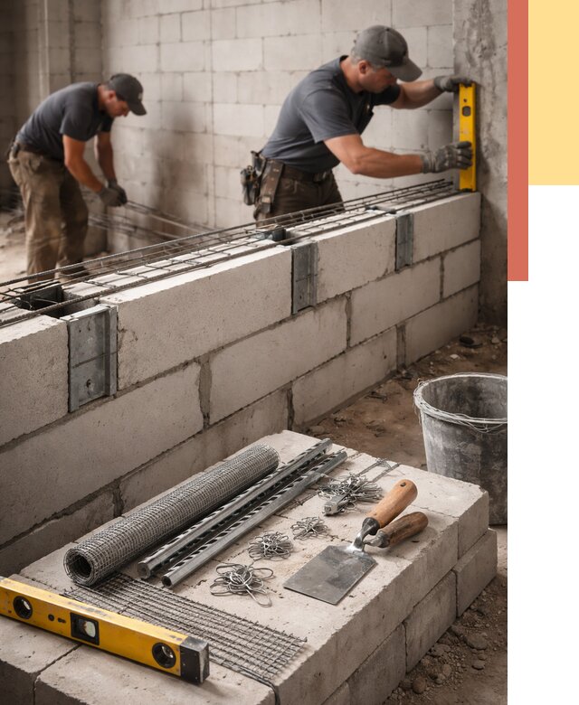 Армирование кладки перегородок в Железногорске от 767 руб. под ключ | ОТДЕЛОЧНИК-Жлк
