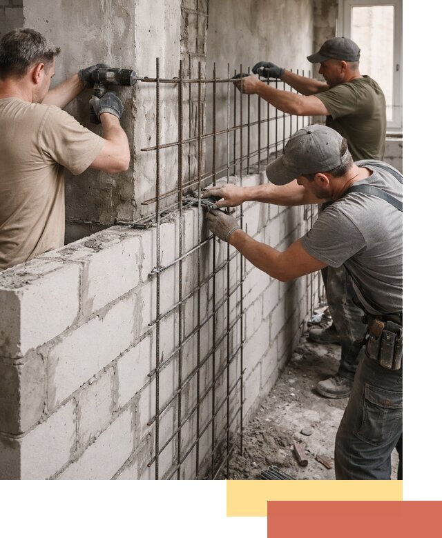 Армирование кладки перегородок в Железногорске профессионально и надёжно