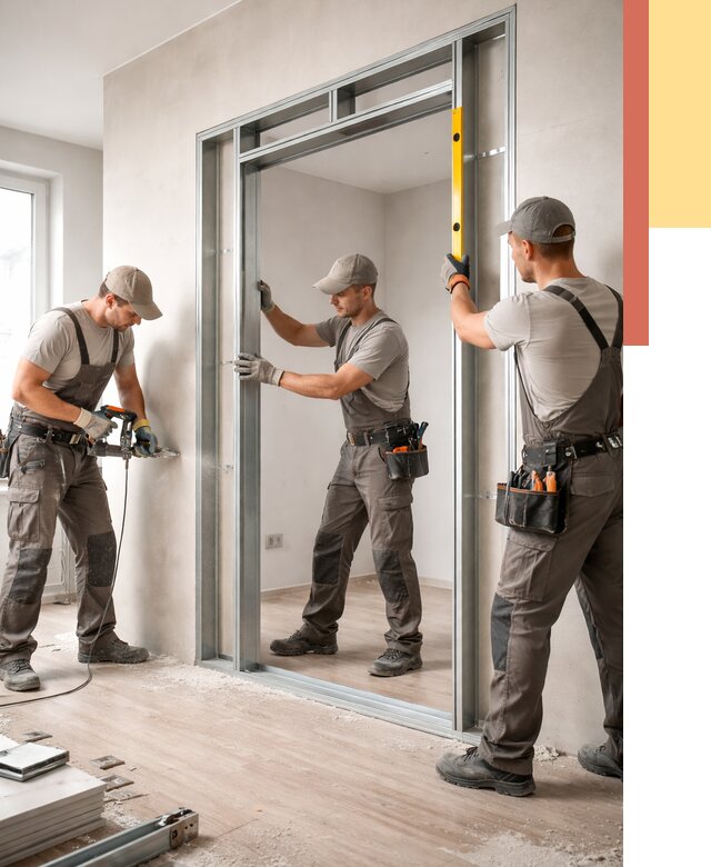 Устройство дверного проема в перегородке в Железногорске от 4599 руб. под ключ | ОТДЕЛОЧНИК-Жлк