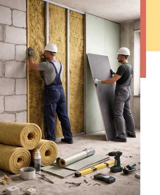 Шумоизоляция перегородок из блоков в Железногорске от 1891 руб./м² — быстро и недорого | ОТДЕЛОЧНИК-Жлк