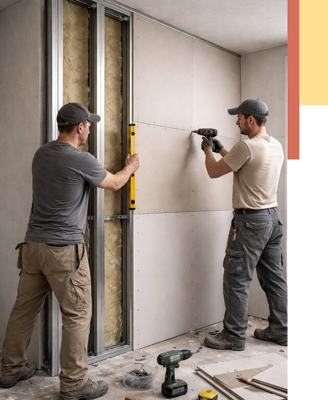 Монтаж двухслойной перегородки из гипсокартона в Железногорске от 1482 руб. | ОТДЕЛОЧНИК-Жлк