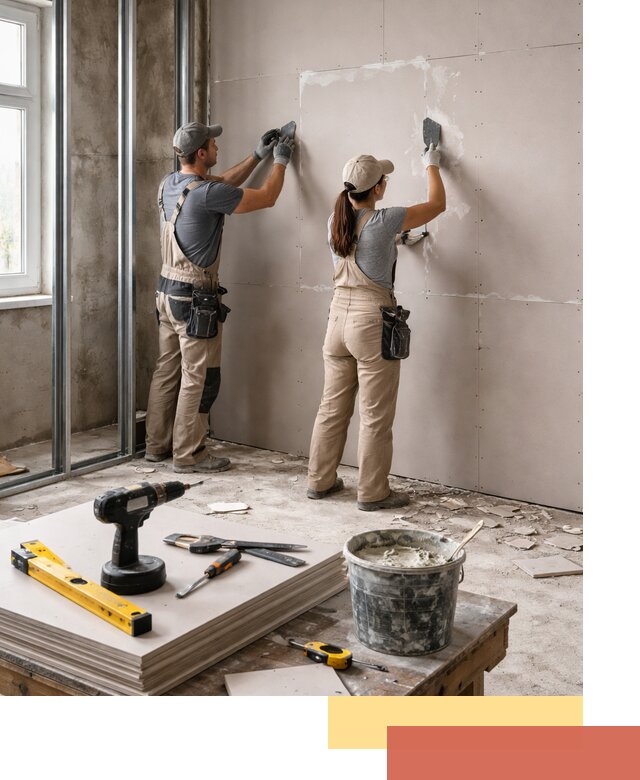 Монтаж двухслойной перегородки из гипсокартона в Железногорске