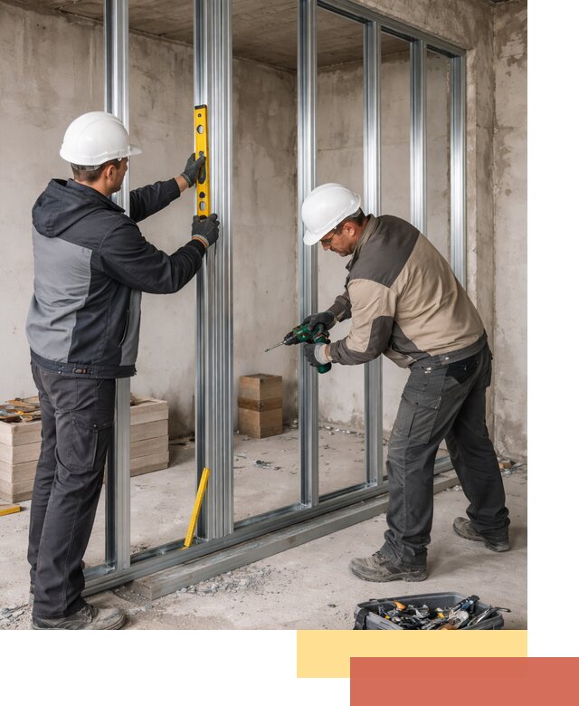 Монтаж каркаса перегородки из профиля в Железногорске