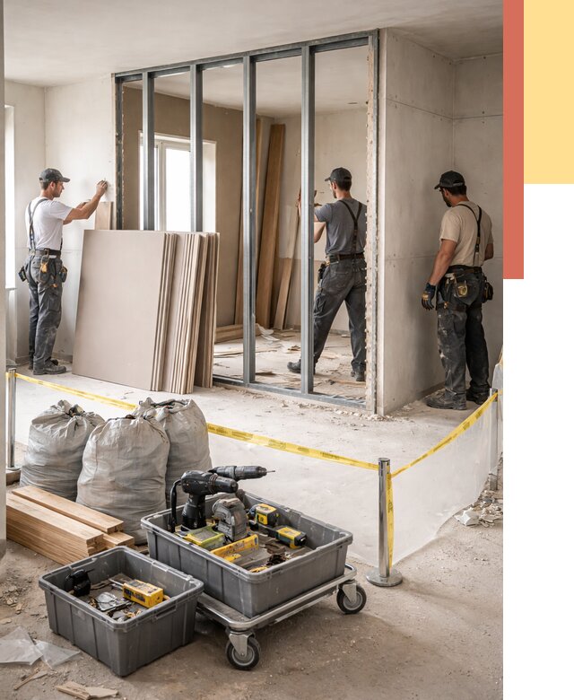 Перенос гипсокартонной перегородки в Железногорске под ключ от 4599 руб. | Демонтаж и монтаж – ОТДЕЛОЧНИК-Жлк