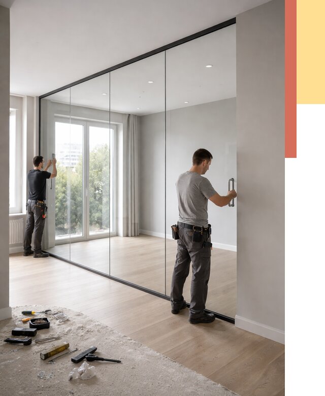 Изготовление стеклянных перегородок в Железногорске от 12623 руб. под ключ | ОТДЕЛОЧНИК-Жлк