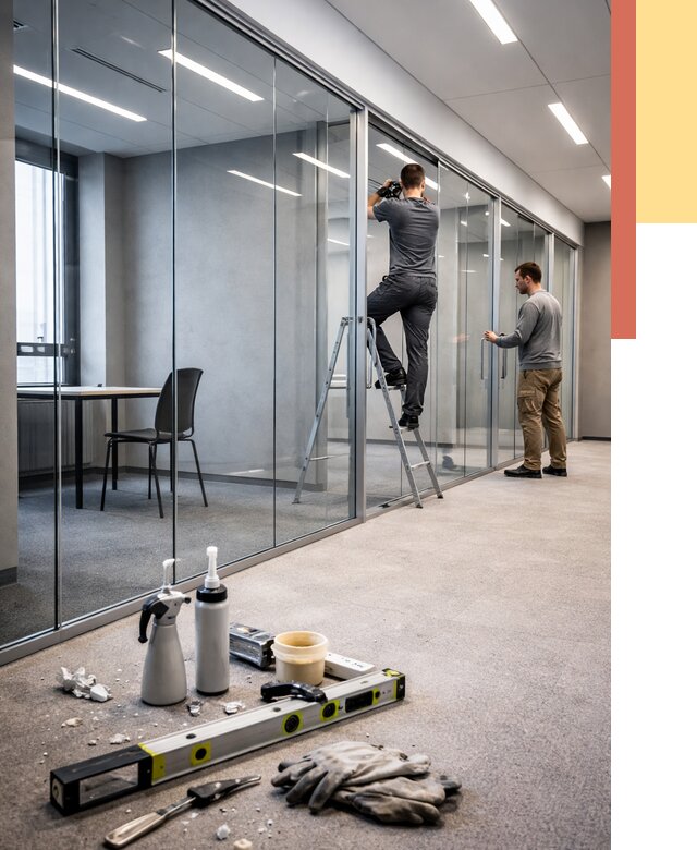 Стеклянные офисные перегородки в Железногорске от 8688 руб. — монтаж и установка | ОТДЕЛОЧНИК-Жлк