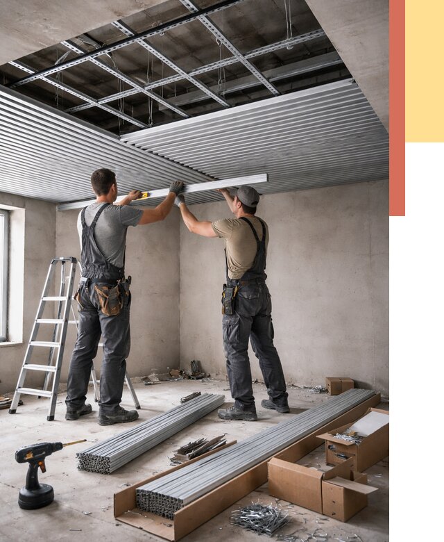 Монтаж реечного потолка в Железногорске от 4599 руб. под ключ | ОТДЕЛОЧНИК-Жлк