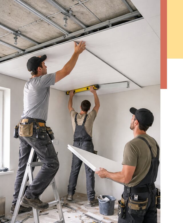 Монтаж потолка из ПВХ панелей в Железногорске от 3577 руб./м2 — быстро и недорого | ОТДЕЛОЧНИК-Жлк