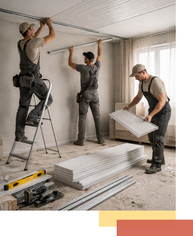 Монтаж потолка из ПВХ панелей в Железногорске оперативно и качественно