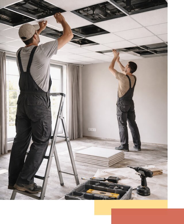 Замена плит подвесного потолка в Железногорске быстро и качественно