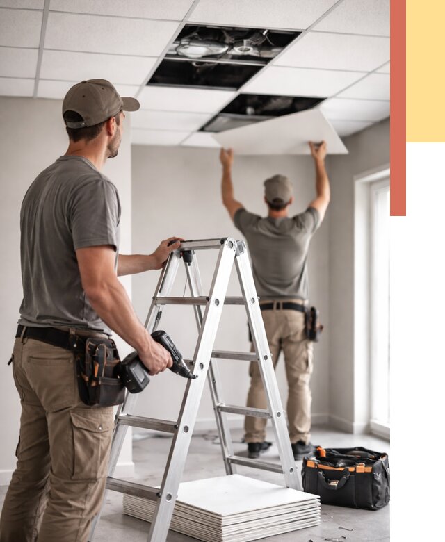 Обслуживание подвесного потолка в Железногорске от 3577 руб. — быстро и недорого | ОТДЕЛОЧНИК-Жлк