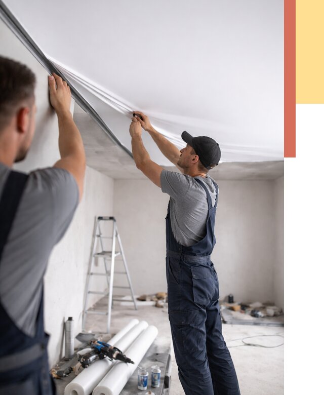 Монтаж матового натяжного потолка в Железногорске от 4599 руб./м² — быстро и недорого | ОТДЕЛОЧНИК-Жлк