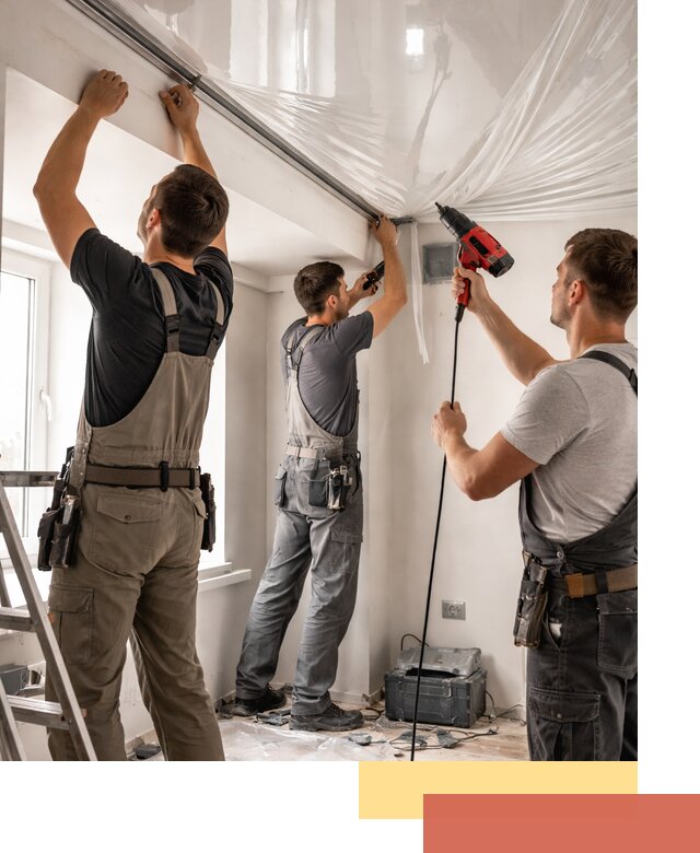 Монтаж глянцевого натяжного потолка в Железногорске быстро и качественно