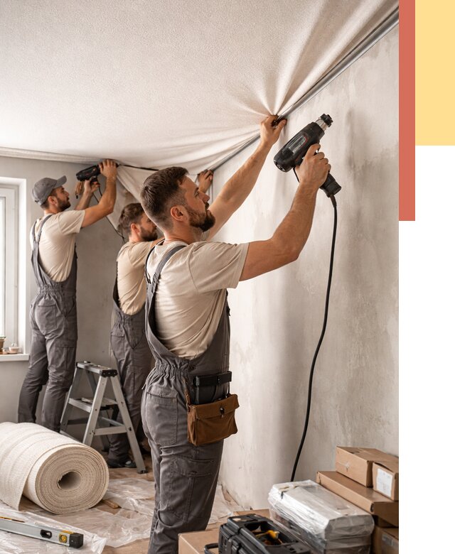 Монтаж фактурного натяжного потолка в Железногорске от 767 руб. — ОТДЕЛОЧНИК-Жлк