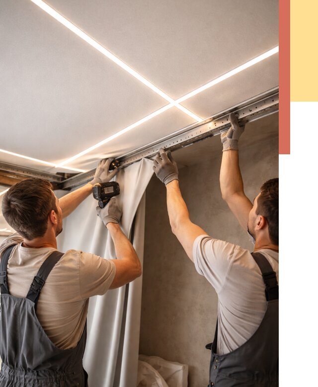 Монтаж натяжного потолка со световыми линиями в Железногорске от 1227 руб. | ОТДЕЛОЧНИК-Жлк