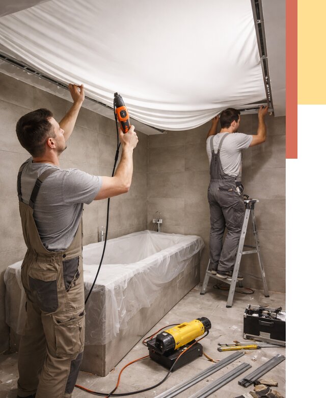 Монтаж натяжного потолка в ванной в Железногорске от 1227 руб. под ключ | ОТДЕЛОЧНИК-Жлк