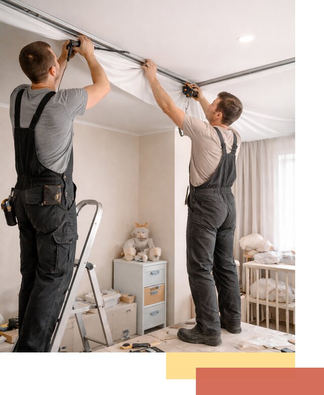 Монтаж натяжного потолка в детской комнате в Железногорске