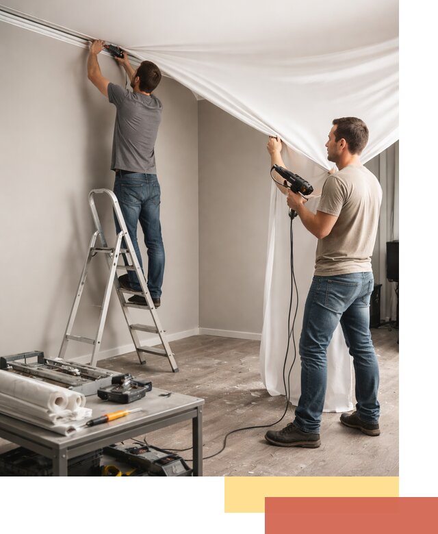 Монтаж натяжного потолка в студии в Железногорске