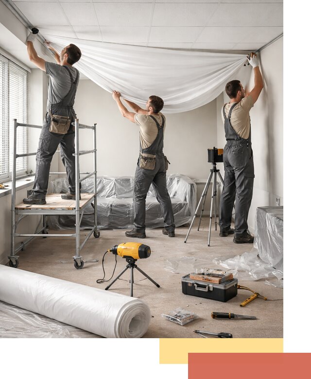 Монтаж натяжного потолка в офисе в Железногорске