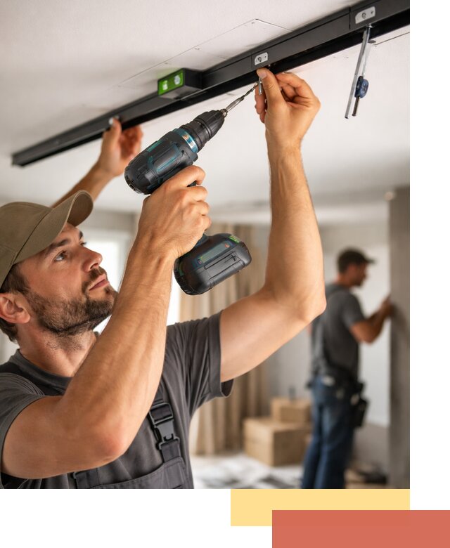 Установка трековых светильников в натяжной потолок в Железногорске