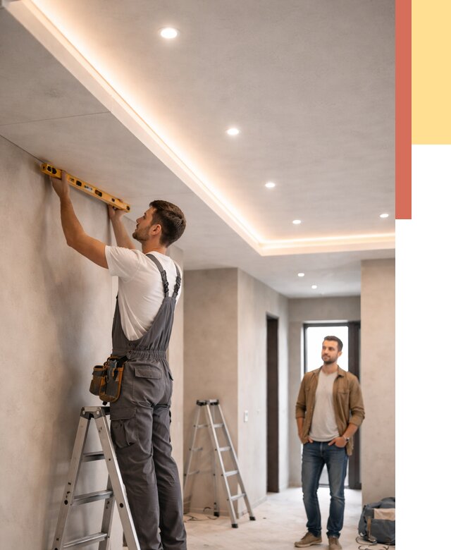 Потолок из гипсокартона с подсветкой в Железногорске от 767 руб./м2 под ключ | ОТДЕЛОЧНИК-Жлк