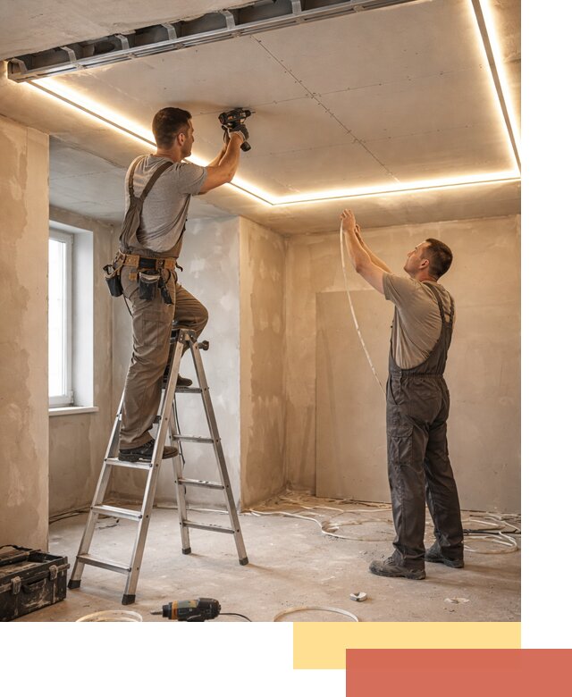 Потолок из гипсокартона с подсветкой в Железногорске