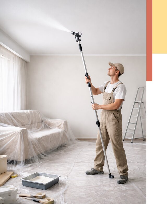 Покраска потолка краскопультом в Железногорске от 4599 руб. быстро и недорого | ОТДЕЛОЧНИК-Жлк